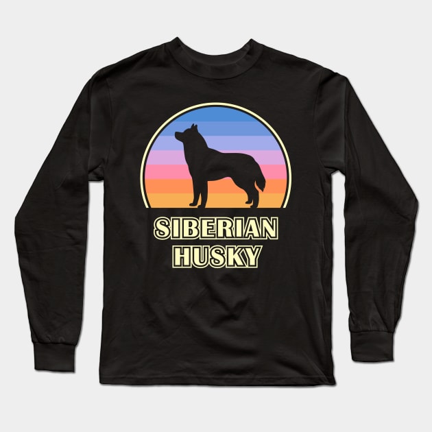 Siberian Husky Vintage Sunset Dog Long Sleeve T-Shirt by millersye